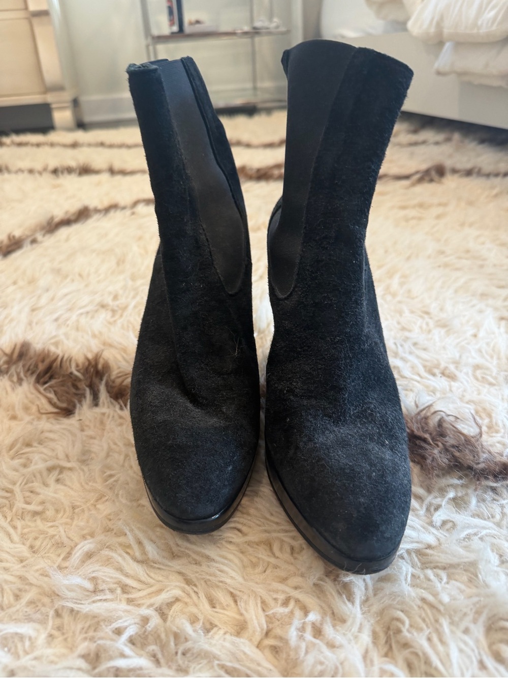 Hogan Black Suede Women's Ankle Heeled Boots